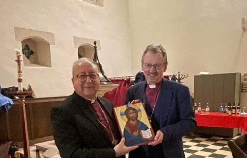 Bishop David and Bishop Robert with the icon 