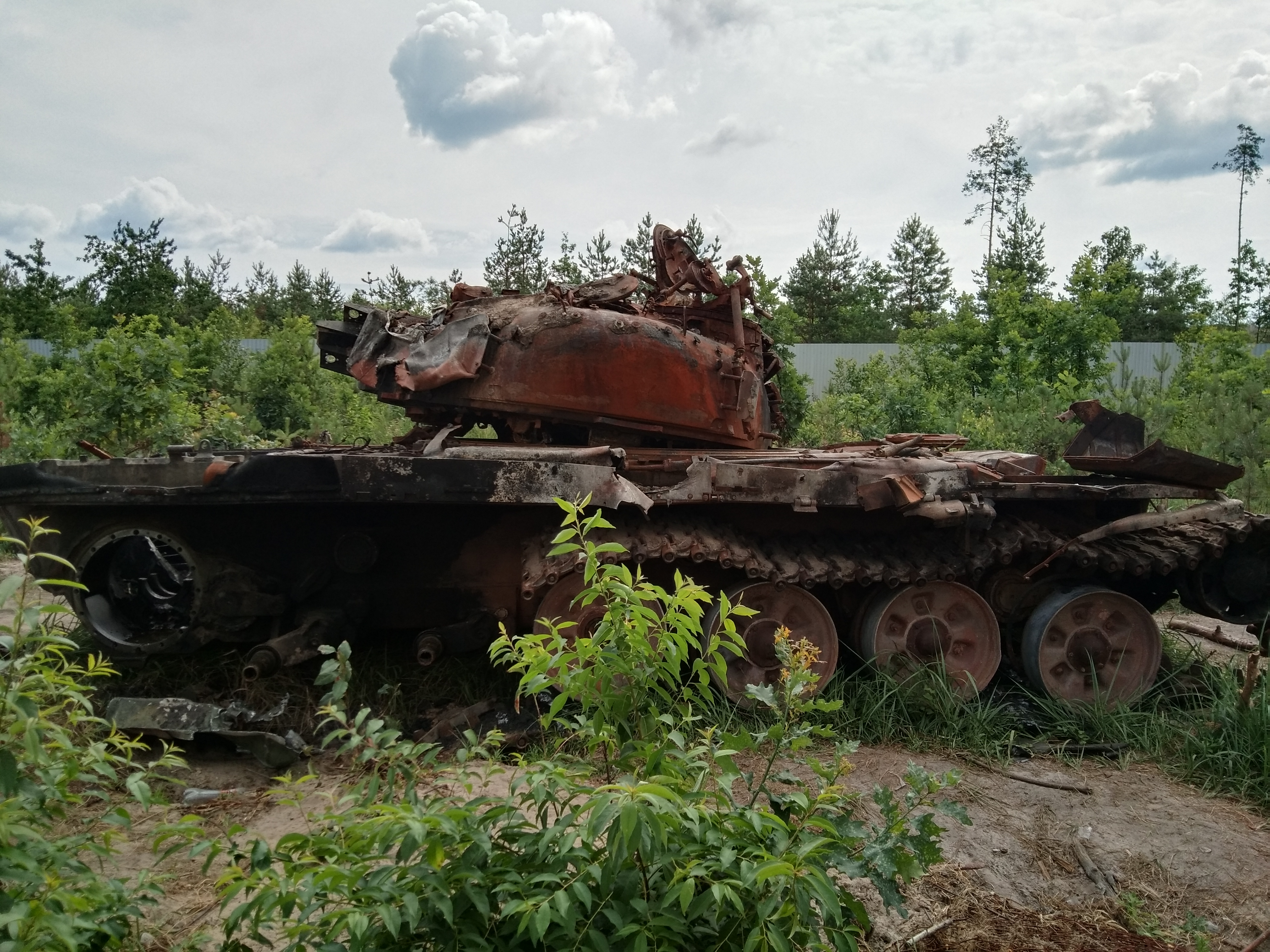 A burnt Russian tank.