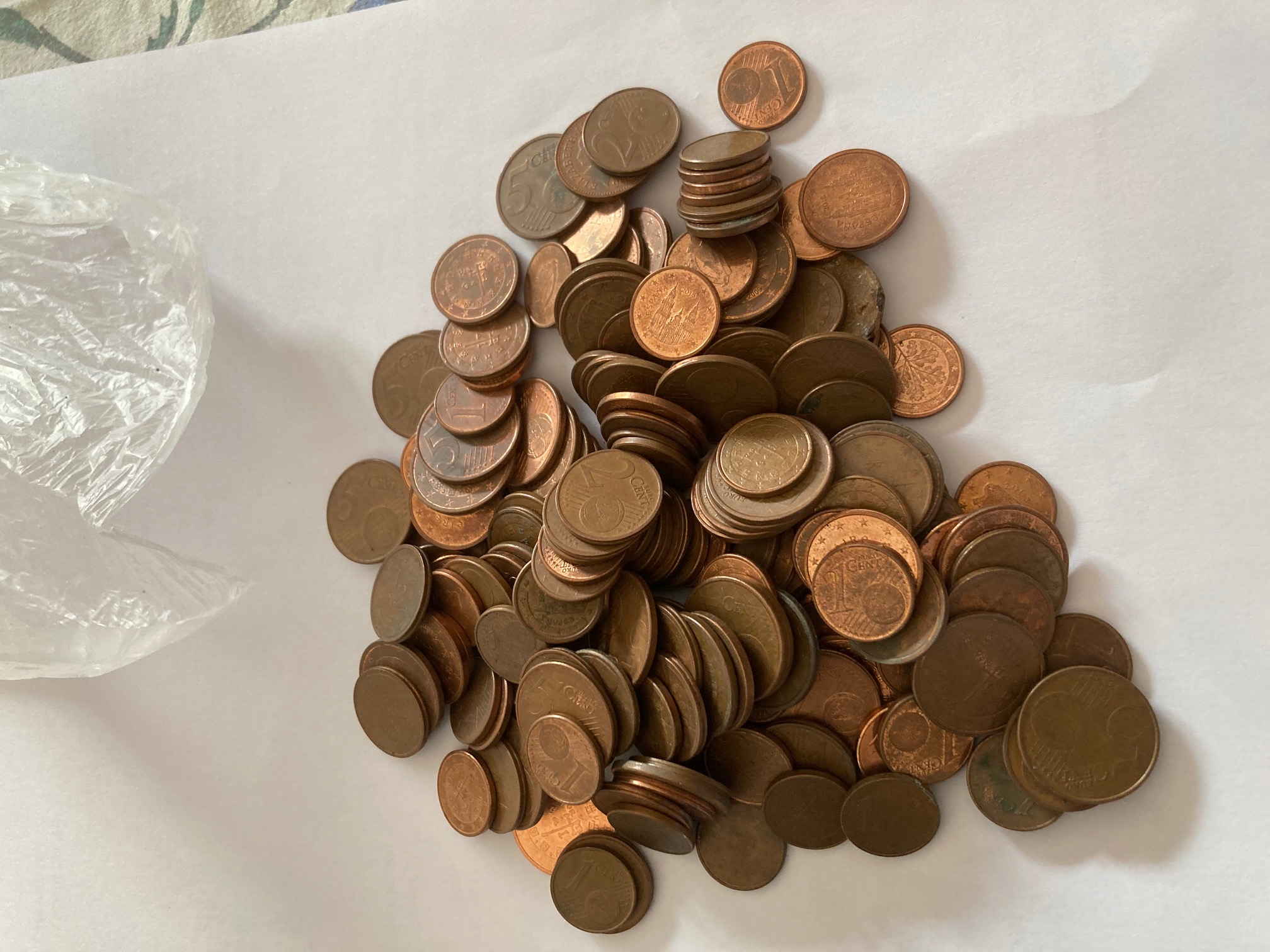 A pile of copper coins.