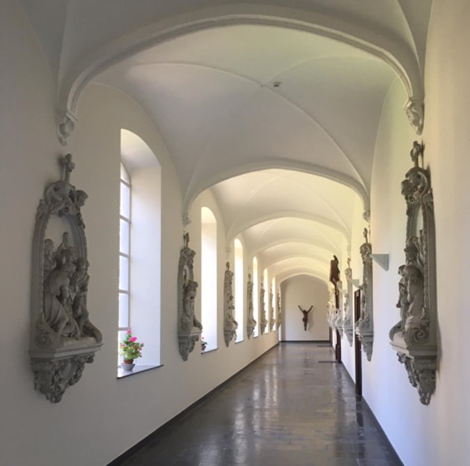 A hallway at Drongen Abbey.
