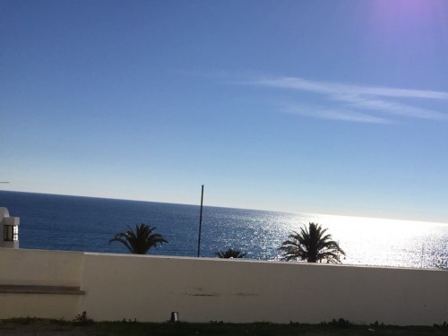 A sunny beach in the Algarve.