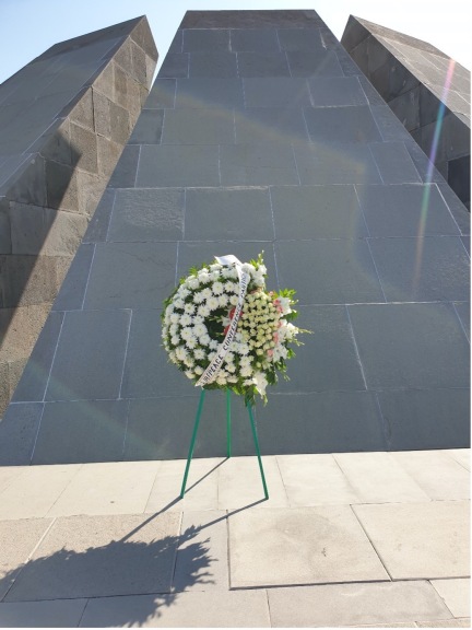 A wreath placed at the Armenian Genocide memorial.