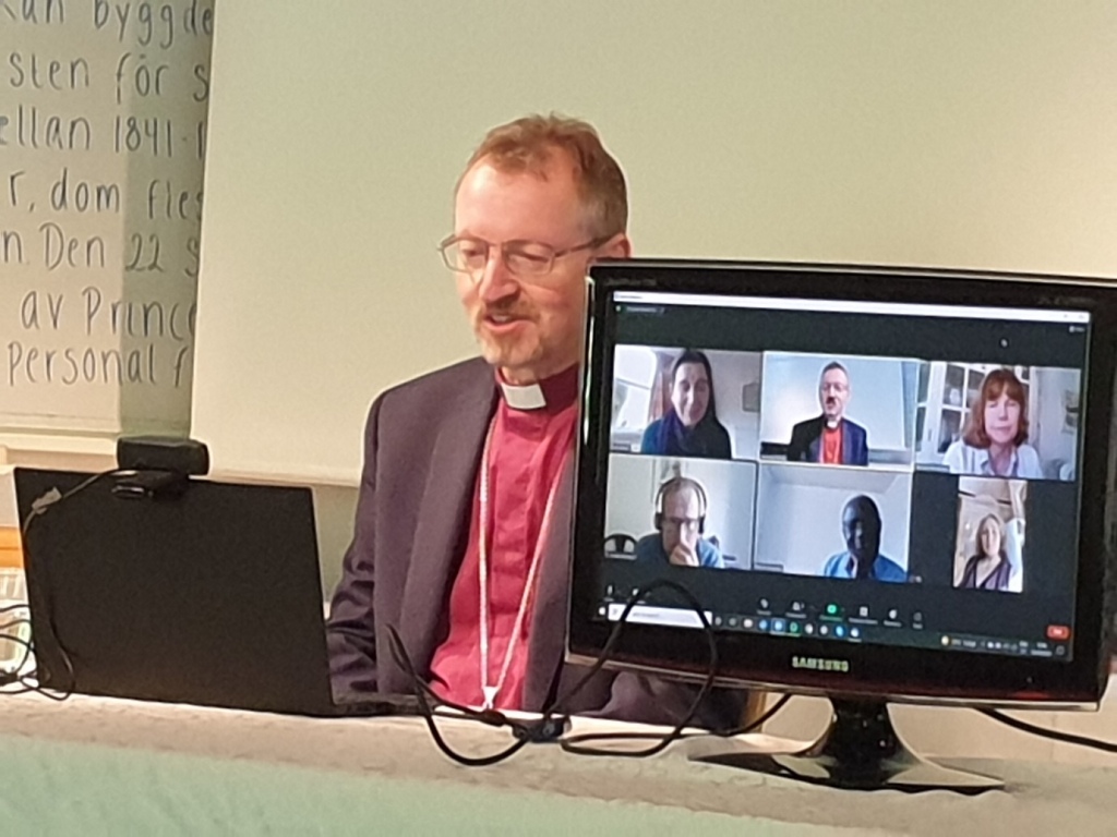 Bishop Robert on a video call.