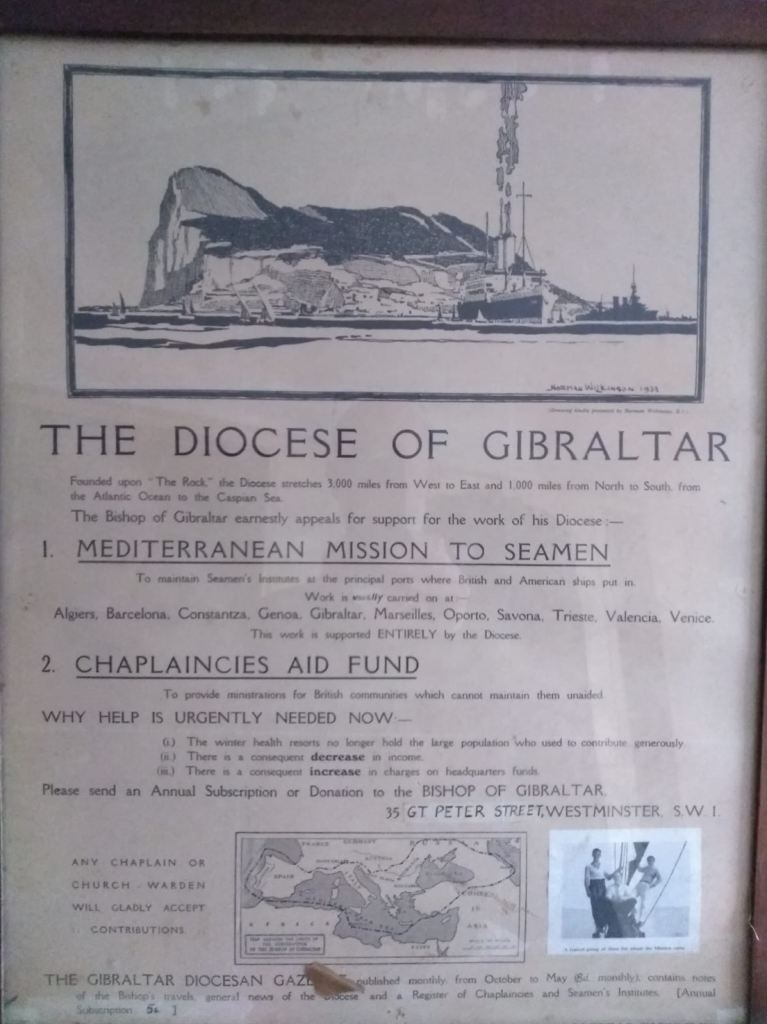 A 1930's poster for the Diocese of Gibraltar.