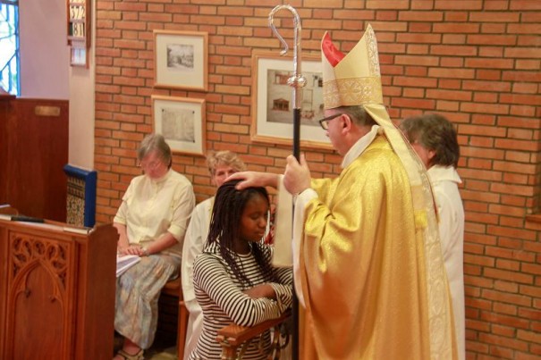 A child being confirmed.