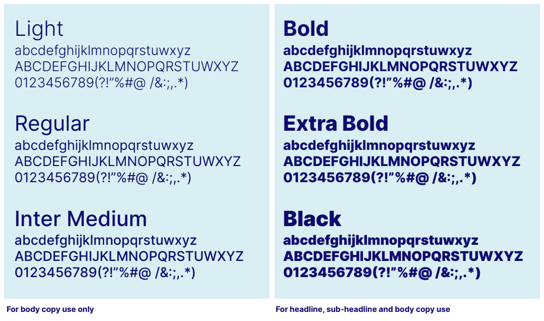 Primary typeface: Inter