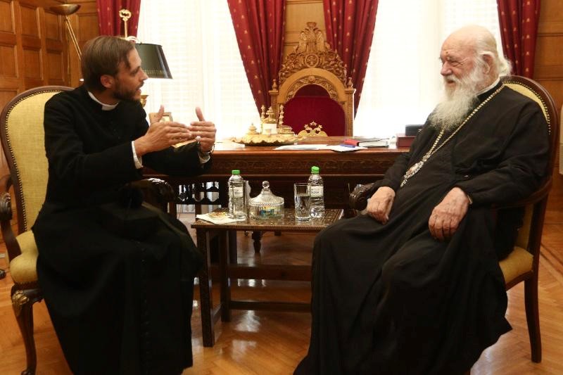 Fr Ben meets the Archbishop of Athens