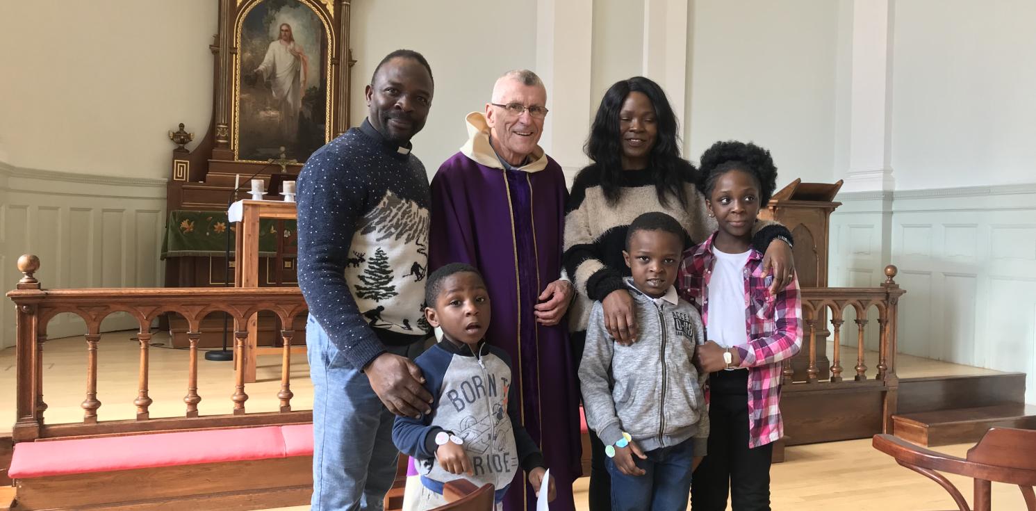 A family stood in church.