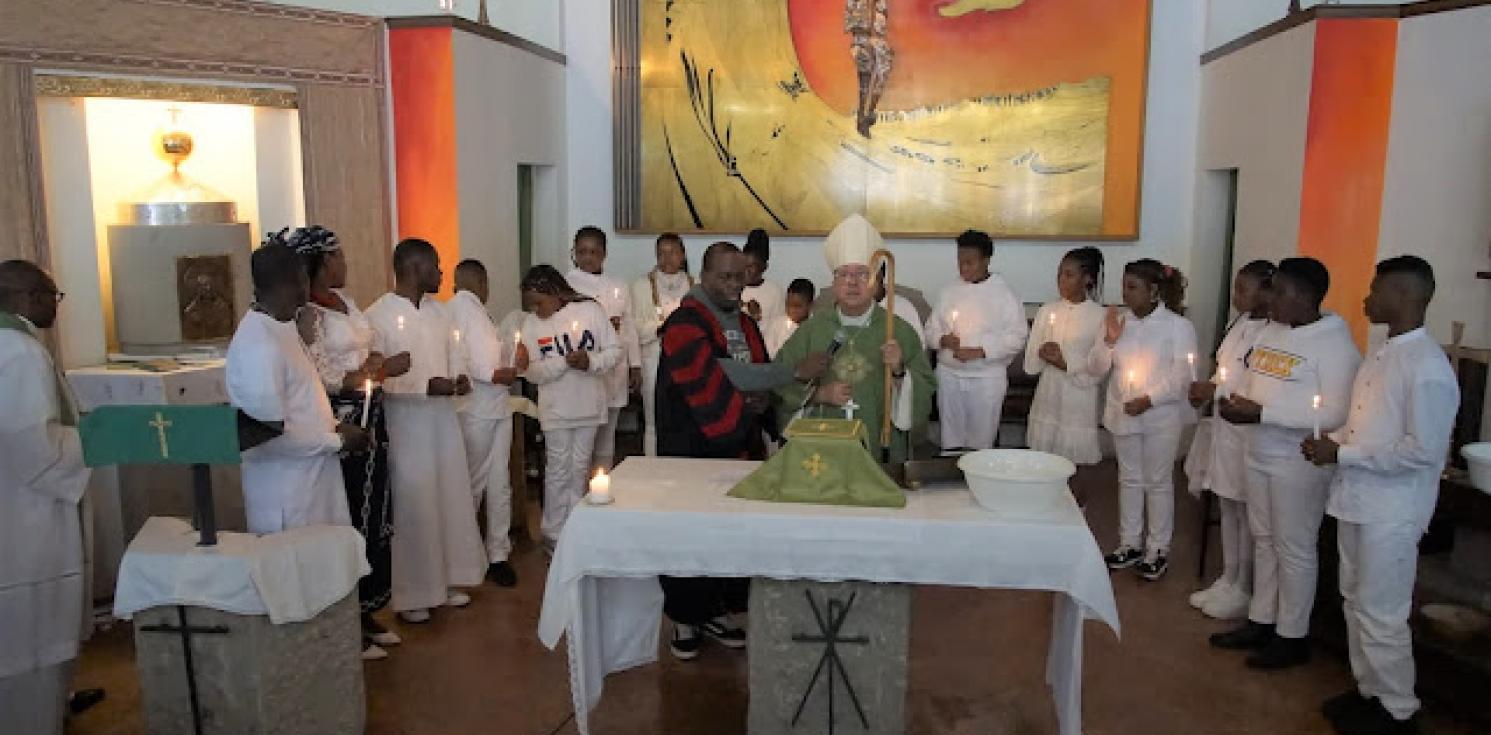 Bishop David at the St Anthony Abbot Church in Padova.