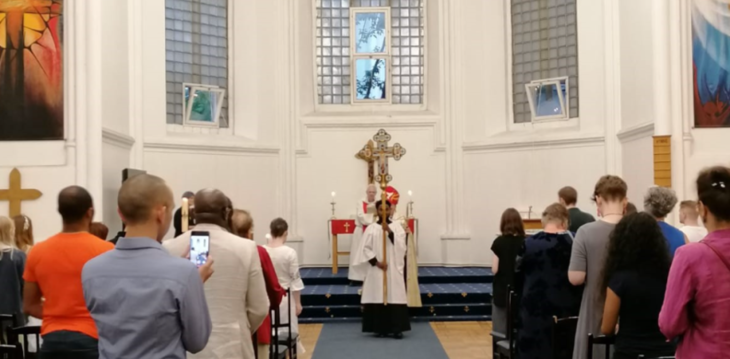 A procession through St Andrew's Church in Moscow.