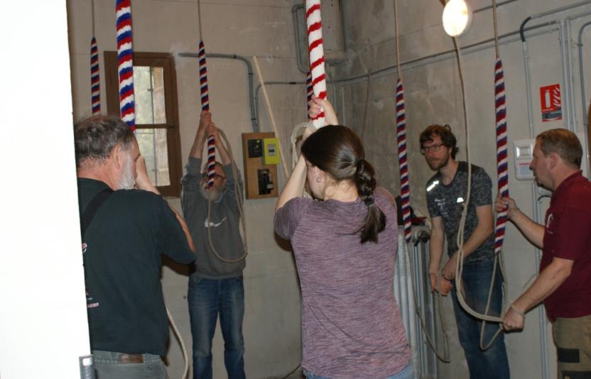 A group rings the bells at Vernet-les-Bains.