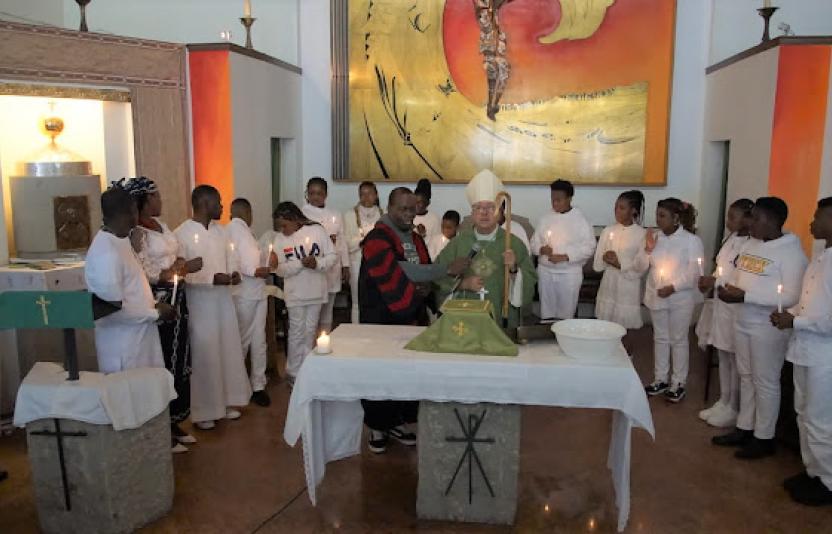 Bishop David at the St Anthony Abbot Church in Padova.