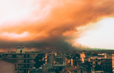 A moody cityscape.