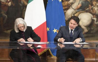 Italian Prime Minister signs Treaty with Church of England.