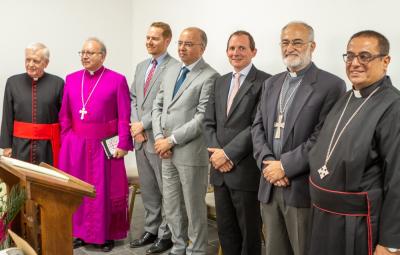 HM Ambassador, H.E. Mr Thom Reilly, Bishop David, and the Chaplain of St. John’s, The Revd Canon Dr. Medhat Sabry and the church wardens.