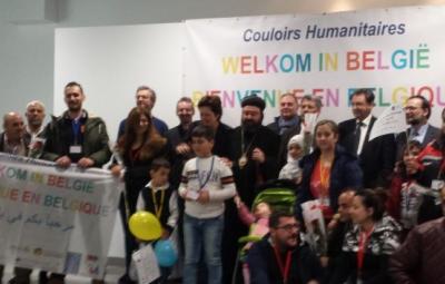 Bishop Robert and other religious leaders in Belgium at Brussels National Airport in Zaventem to welcome Syrian families arriving within the context of the Belgian ‘Humanitarian Corridor’.