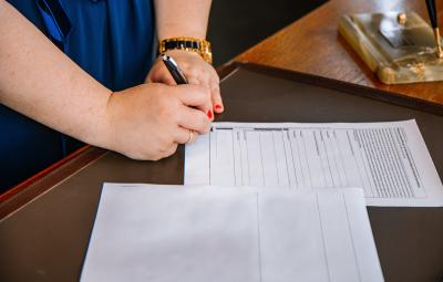 lady signing form