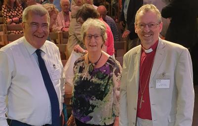 Bishop Robert joins ICS to cut their birthday cake to celebrate 200 years of ICS 