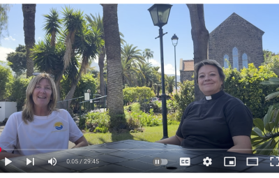 Two ladies in the grounds of All Saints Church Tenerife North